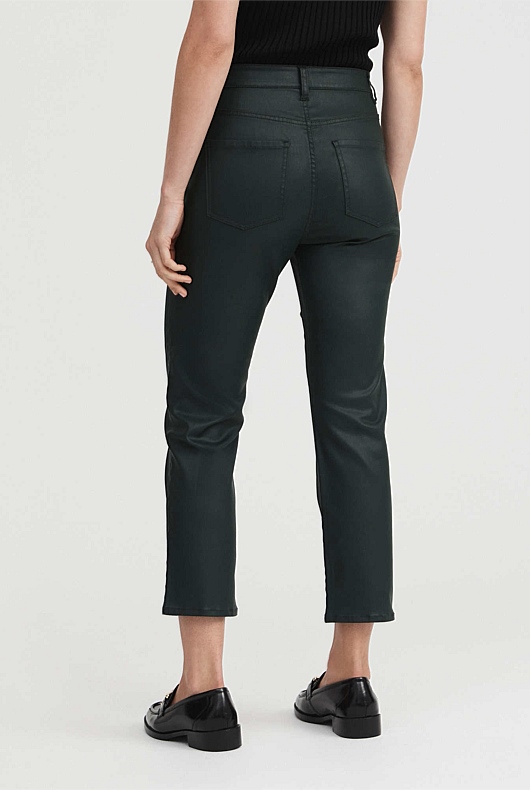 7/8 Coated Straight Jean - Dark Forest