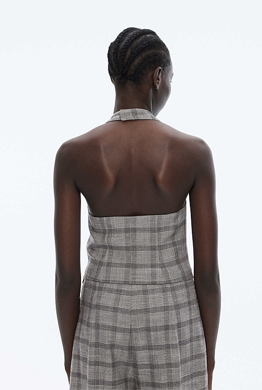 Check Halter Waistcoat - Grey Sky