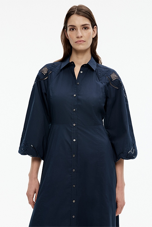 Cotton Broderie Dress - Blue Night