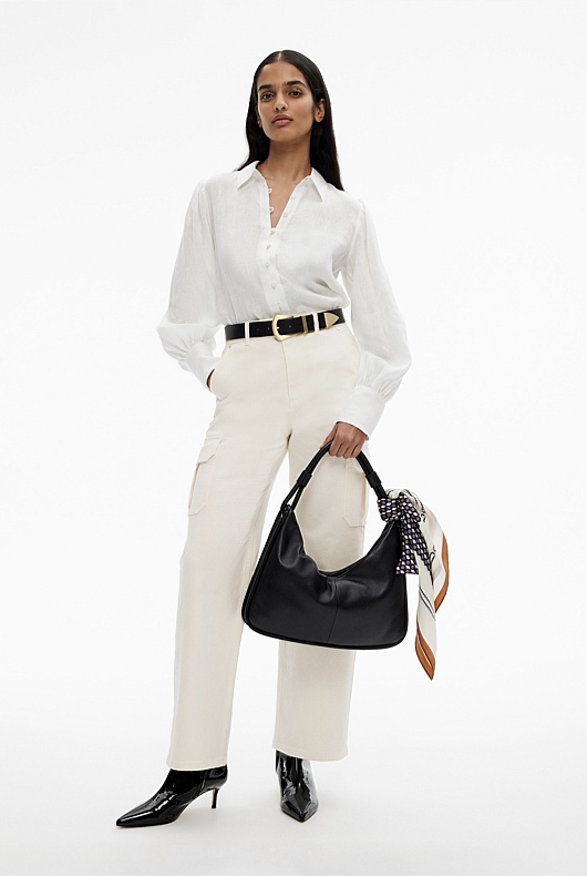 French Linen Volume Sleeve Shirt - Chalk