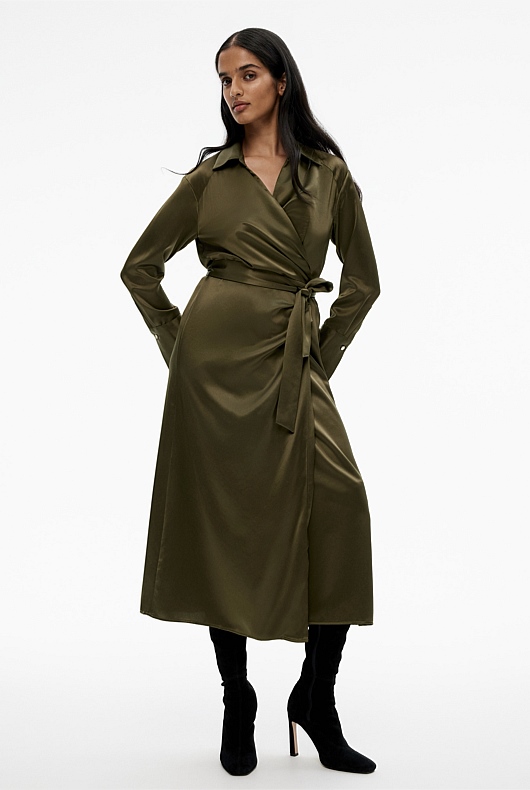 Acetate Wrap Dress - Jungle