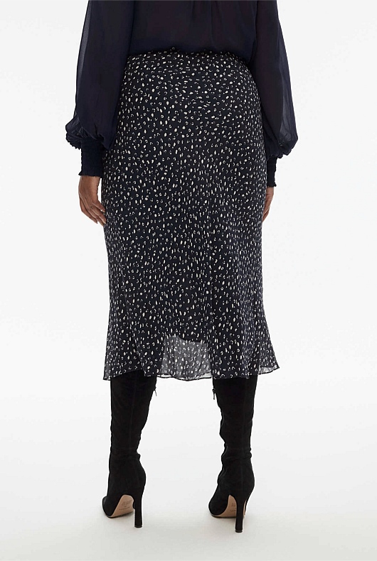 Abstract Animal Skirt - Slate Navy