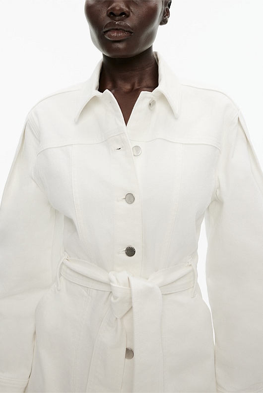 Denim Seam Detail Dress - Parchment