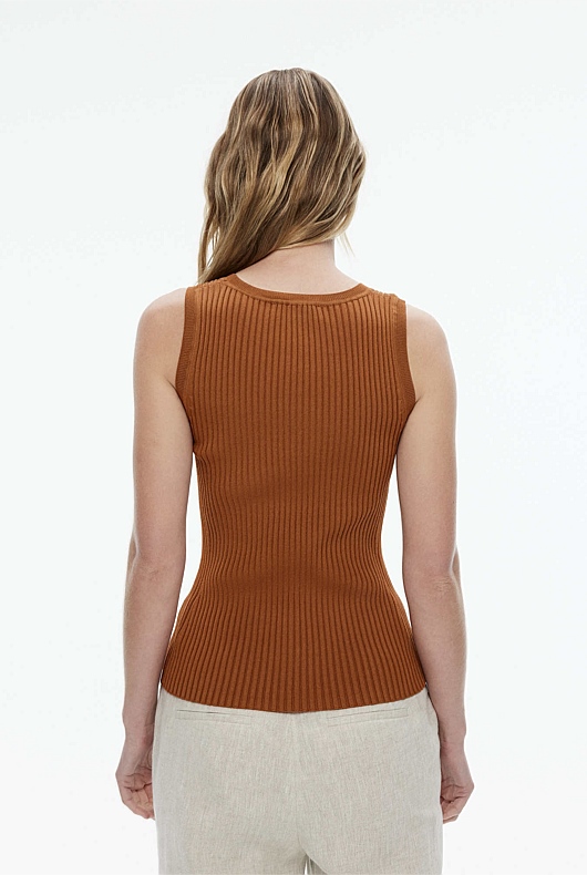Scoop Neck Knit Tank - Faded Terracotta