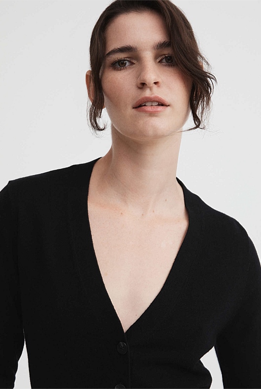 Merino Silk Cardigan - Black