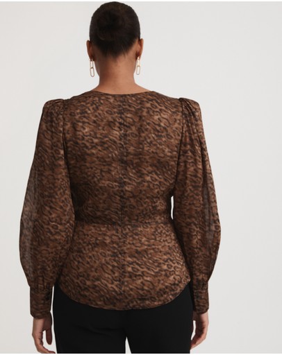 Witchery Silk Ln Kitty Print Blouse