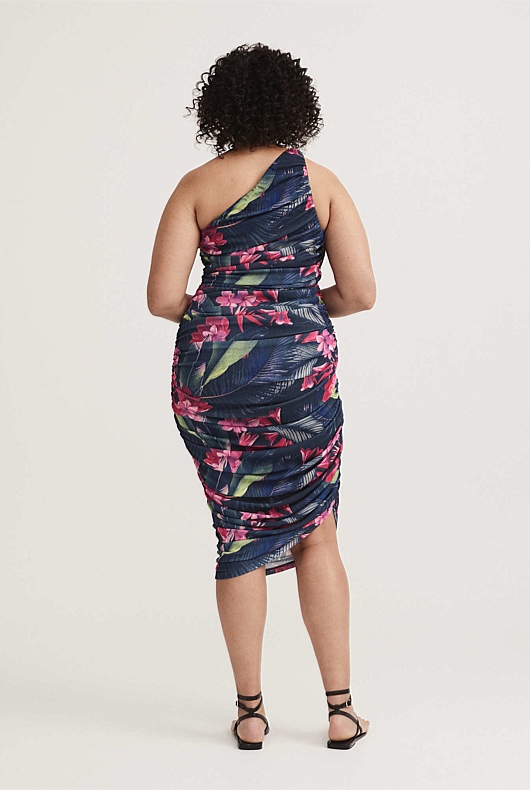Mesh Vivid Floral Dress - Midnight Purple