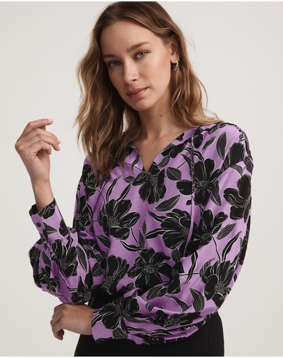 Witchery Vivid Purple Printed Blouse