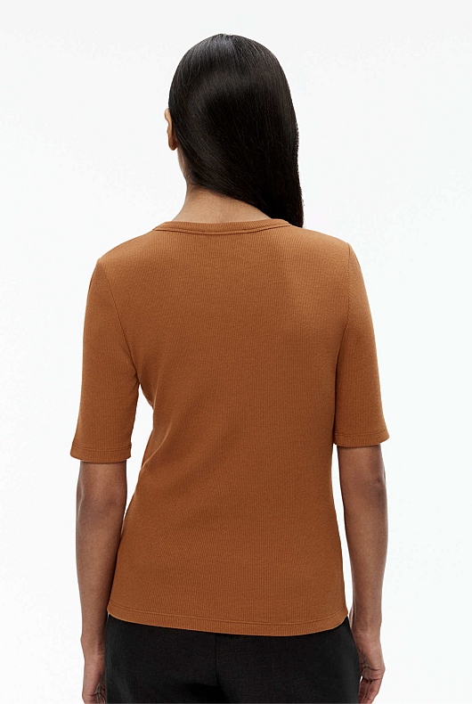 Crew Rib Tee - Faded Terracotta