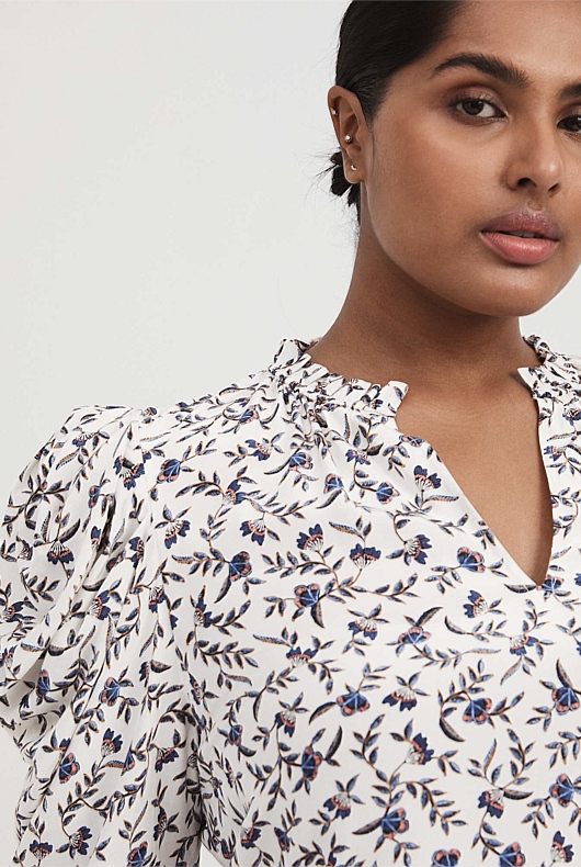 Painterly Print Blouse - Beech