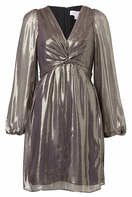 Metallic Mini Dress - Pewter