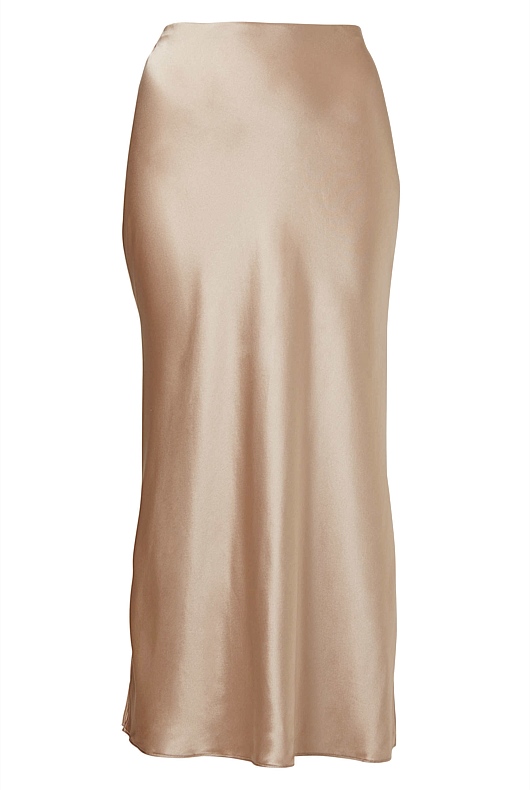 Silk Slip Skirt - Pebble