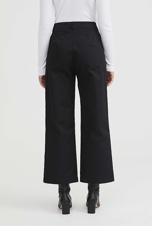 Cotton Blend Pocket Detail Pant - Black
