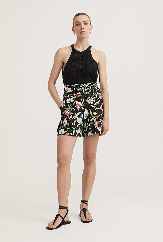 Jungle Bird Print Short - Multicolour