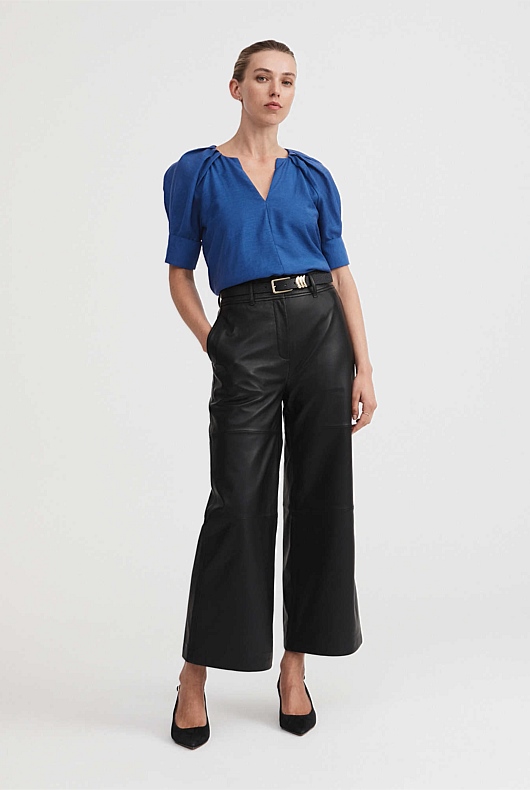 Raglan Pleat Sleeve Blouse - Eclipse Blue