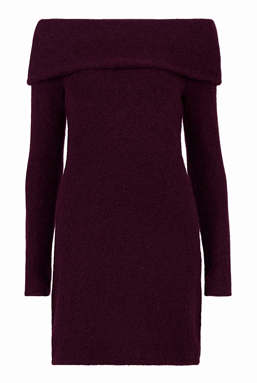 Alpaca Blend Knit Dress - Bordeaux