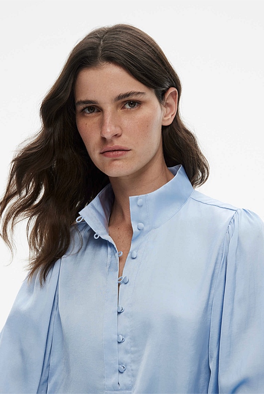Button Up Blouse - Baby Blue