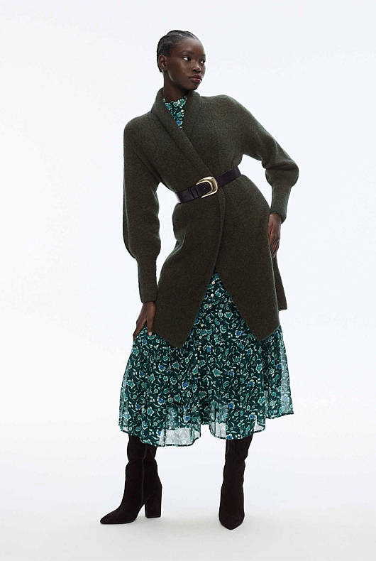 Mohair Knit Cardigan - Dark Forest