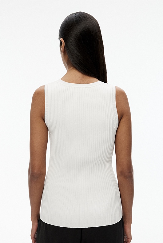 Scoop Neck Knit Tank - Chalk