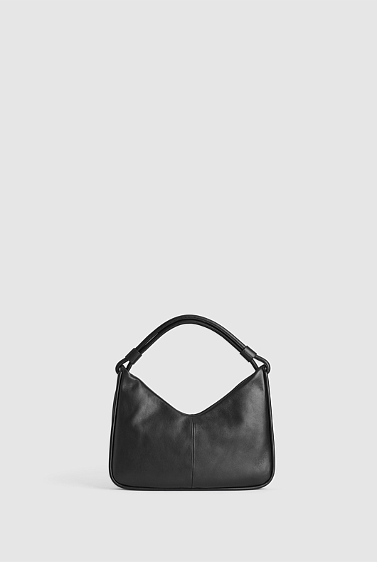 Soft Leather Shoulder Bag - Black