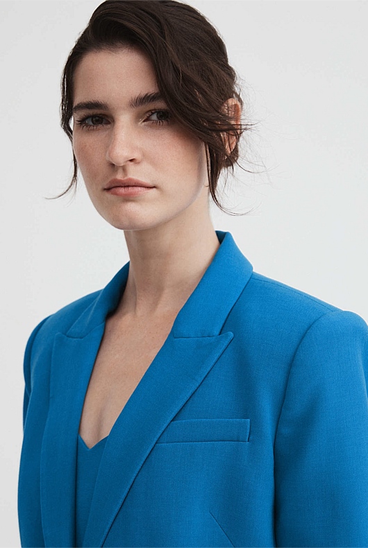 Seam Detail Single Breasted Blazer - Sorrento Blue