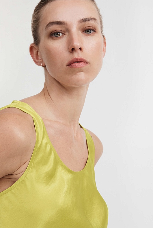 Acetate Slip Dress - Citrus Green