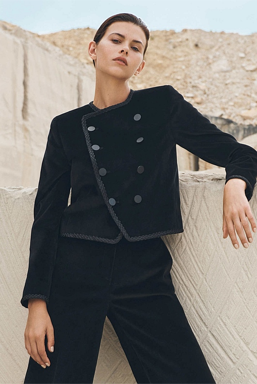 Cotton Velvet Jacket - Black
