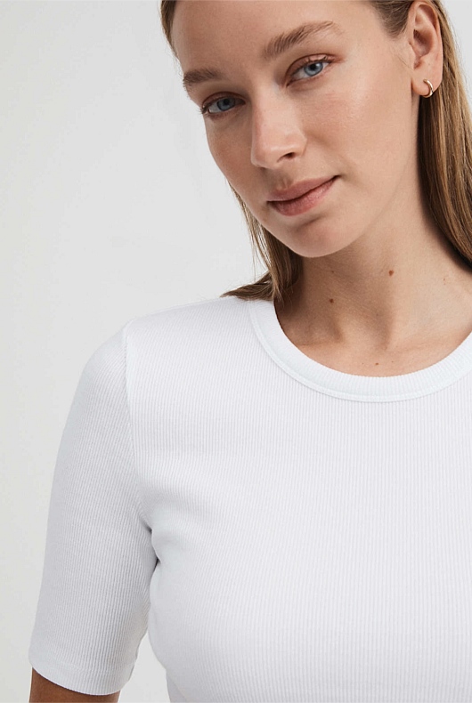Crew Rib Tee - Pure White