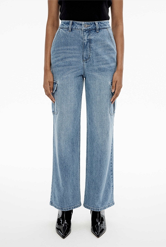 Denim Cargo Jean - Vintage Wash Denim
