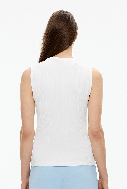 Rib Mock Neck Tank - Pure White