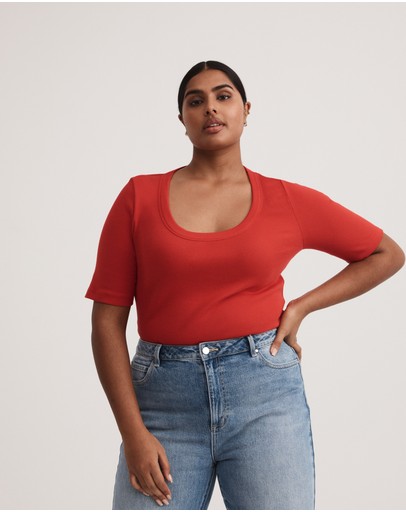 Witchery Cotton Rib Scoop Tee