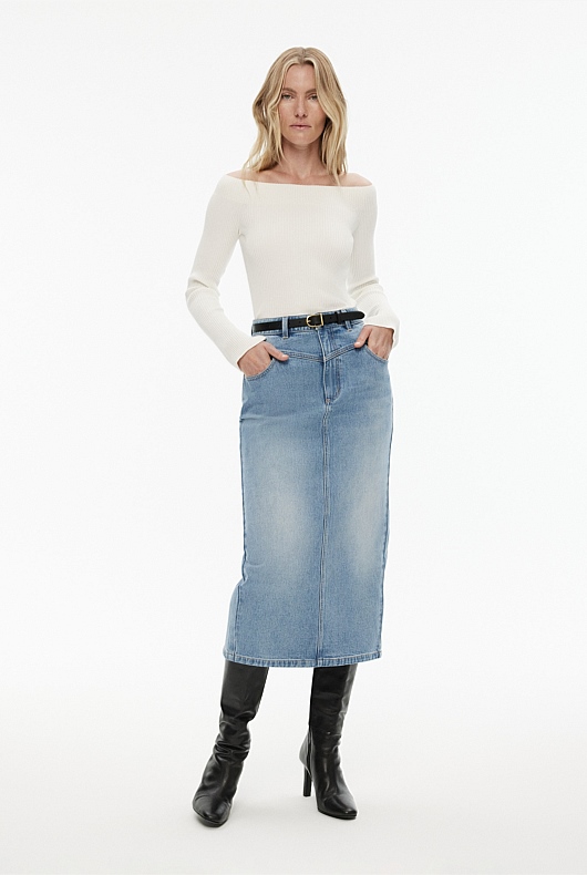 Off Shoulder Rib Knit - Chalk