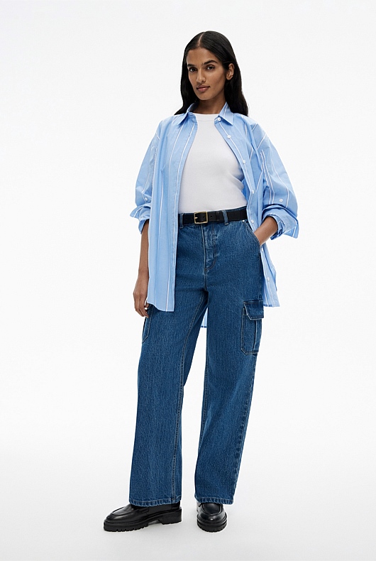 Variegated Stripe Shirt - Periwinkle Blue