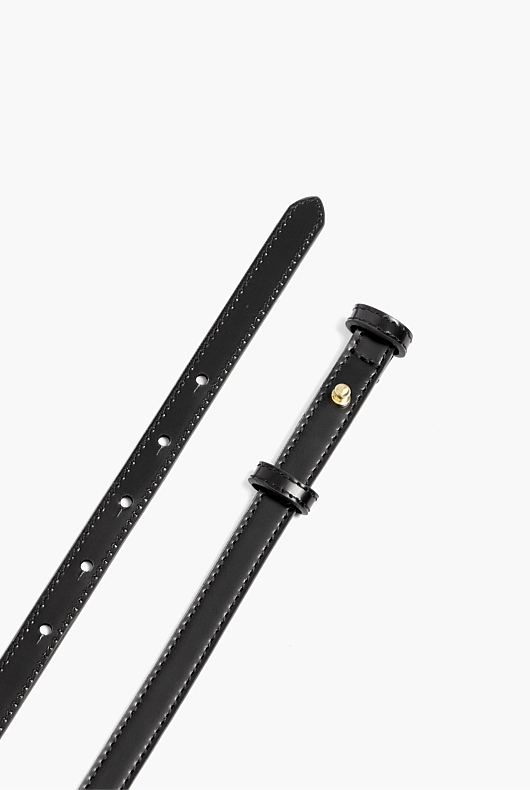 Skinny Leather Belt - Black