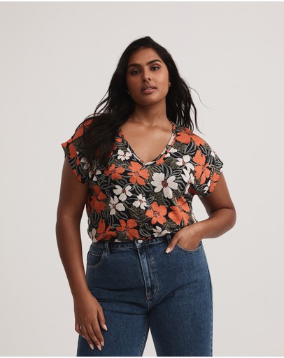 Witchery Tribal Linen V Neck Tee