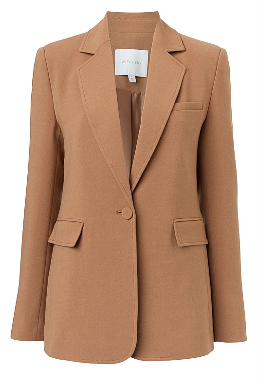 Classic Single-Breasted Blazer - Camel