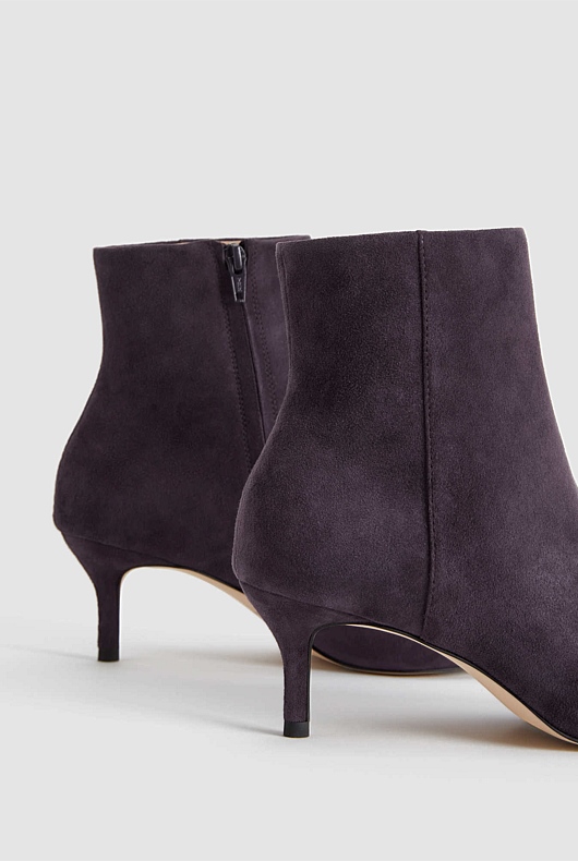 Suede 65mm Heel Boot - Plum