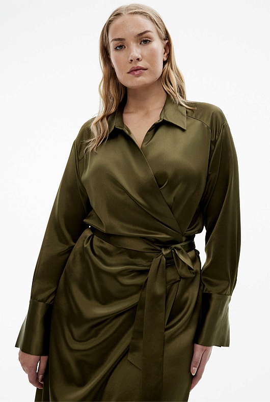 Acetate Wrap Dress - Jungle