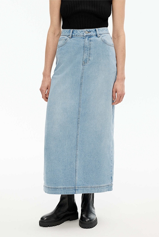 Denim Maxi Skirt - Vintage Wash Denim