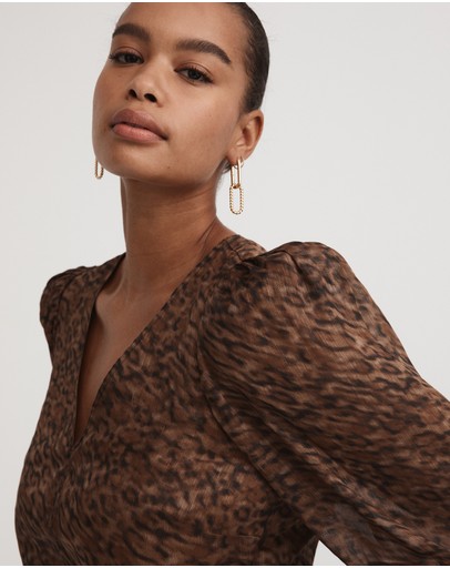 Witchery Silk Ln Kitty Print Blouse