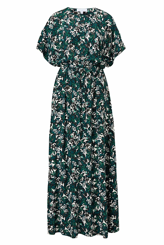 Folk Blossom Shirt Dress - Foliage