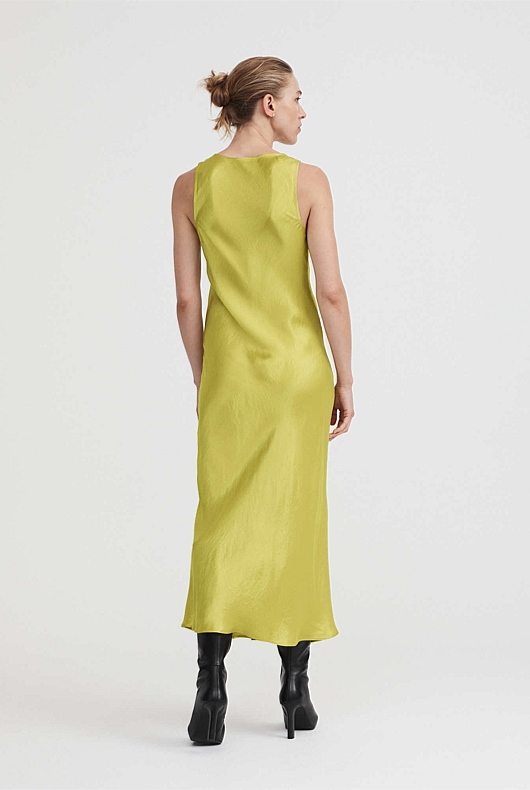 Acetate Slip Dress - Citrus Green