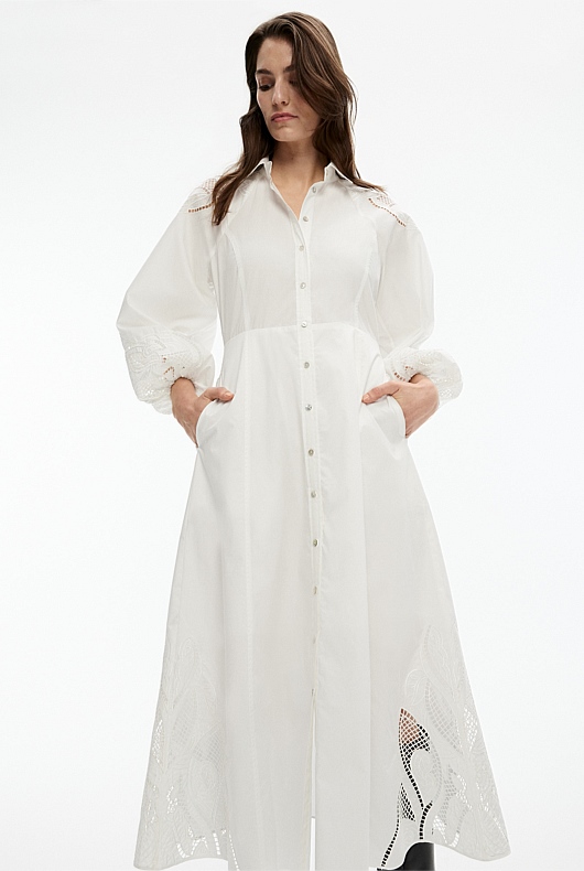 Cotton Broderie Dress - Chalk