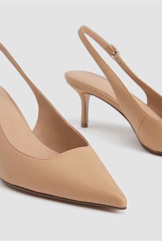 Slingback Leather 65mm Heel - Acorn