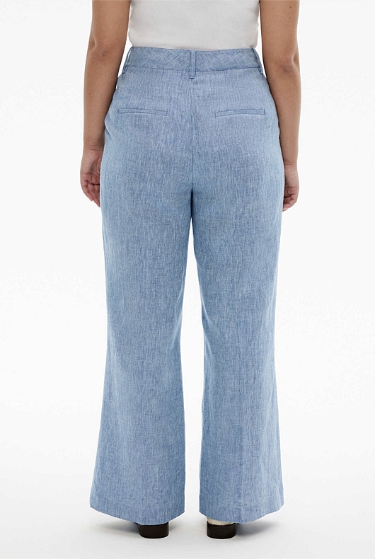 Yarn Dye Linen Trouser - Chambray Blue