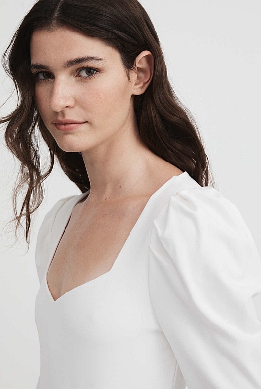 Ponte Sweetheart Neckline Bodysuit - Chalk