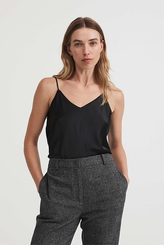 Silk Satin Camisole - Black