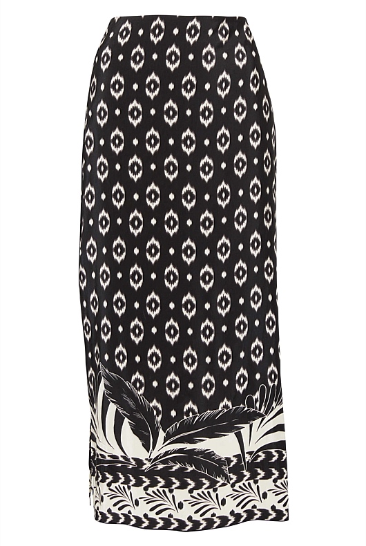 Natural Palm Print Skirt - Ivory