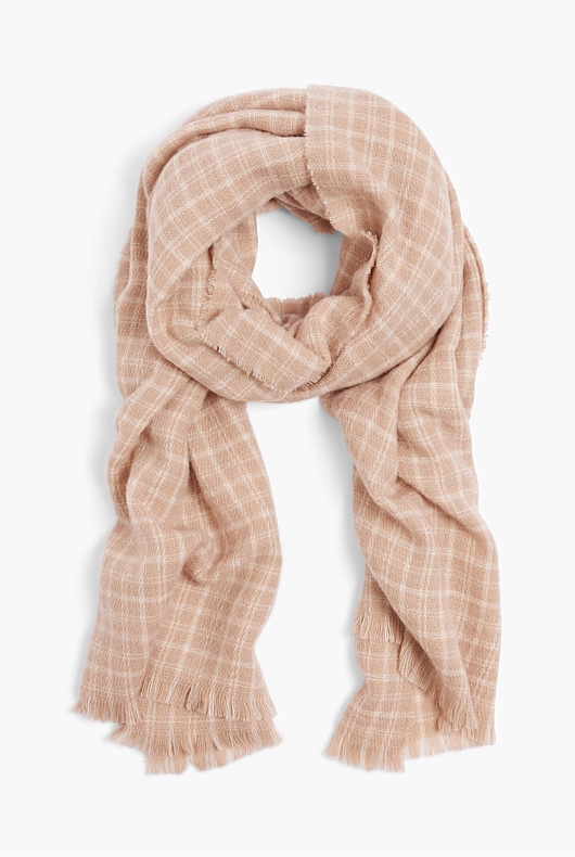 Essential Check Scarf - Pebble