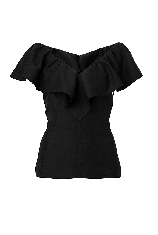 Ruffle Sleeve Blouse - Black